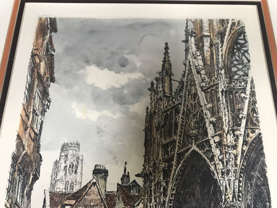 Signed Rouen 1928 Print In Frame [Photo 14]