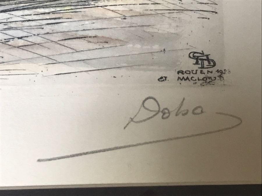 Signed Rouen 1928 Print In Frame [Photo 5]