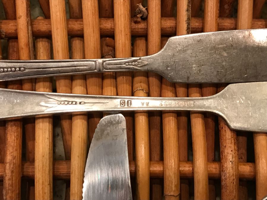 Stainless And Silverplate Flatware With Basket, Various Napkin Rings And Pair Of 3-Tier Candleabras [Photo 7]