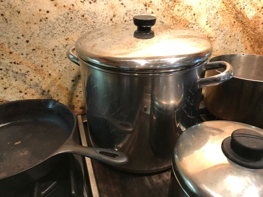Lot Of Nice Pots And Skillets Including All-Clad, Calphalon, Revere Ware And A 10 1/2' Cast Iron Skillet - See All Photos [Photo 19]