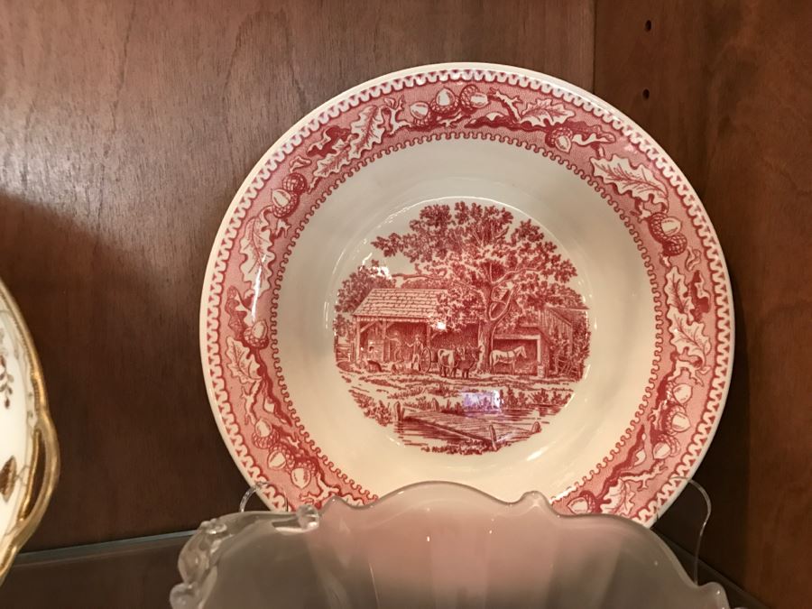 Various Items Photographed Including Dog Nut Cracker, Various Stemware, Glassware And China With Display Stands [Photo 11]