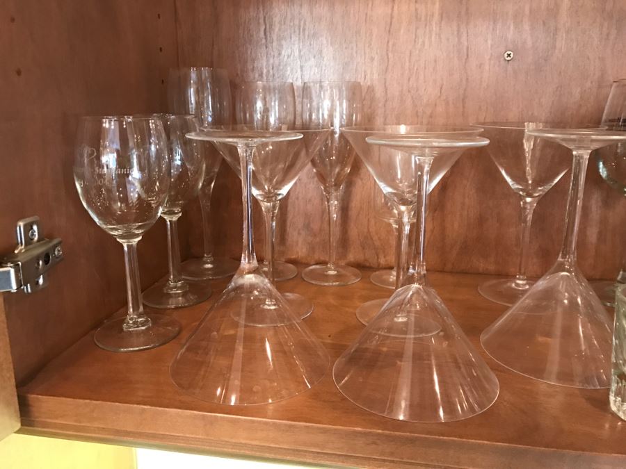 Various Items Photographed Including Dog Nut Cracker, Various Stemware, Glassware And China With Display Stands [Photo 23]