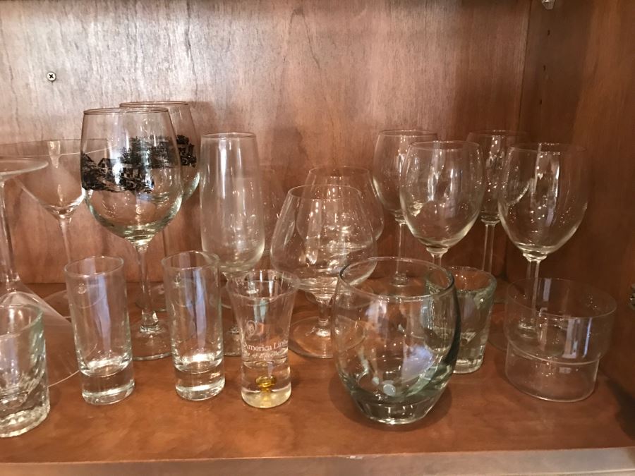 Various Items Photographed Including Dog Nut Cracker, Various Stemware, Glassware And China With Display Stands [Photo 20]