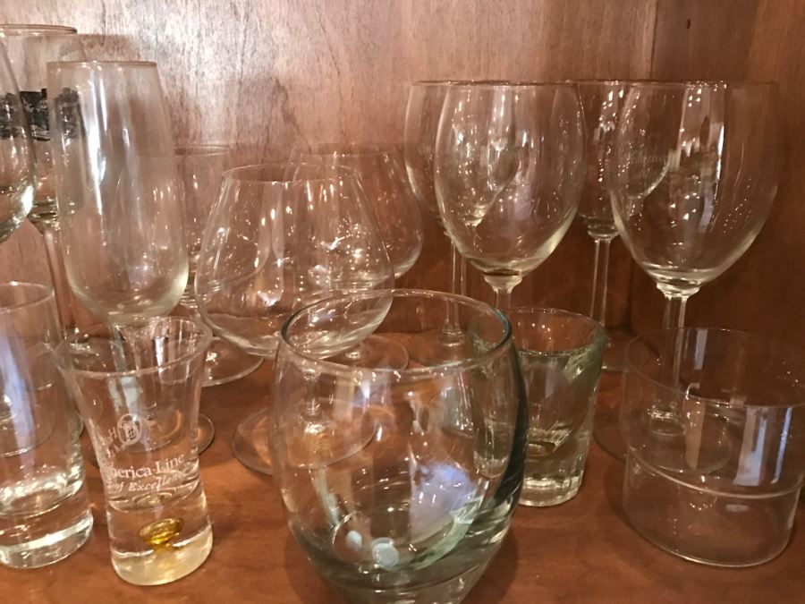 Various Items Photographed Including Dog Nut Cracker, Various Stemware, Glassware And China With Display Stands [Photo 21]