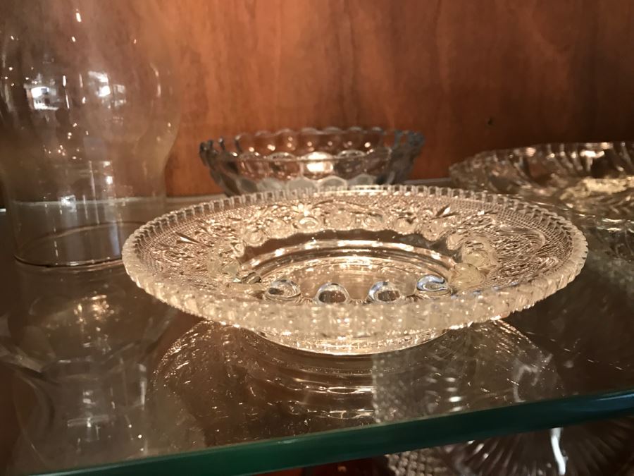 Various Items Photographed Including China, Glassware, Serving Items, Depression Glasses, Hurricanes, Candle Holders And More [Photo 16]