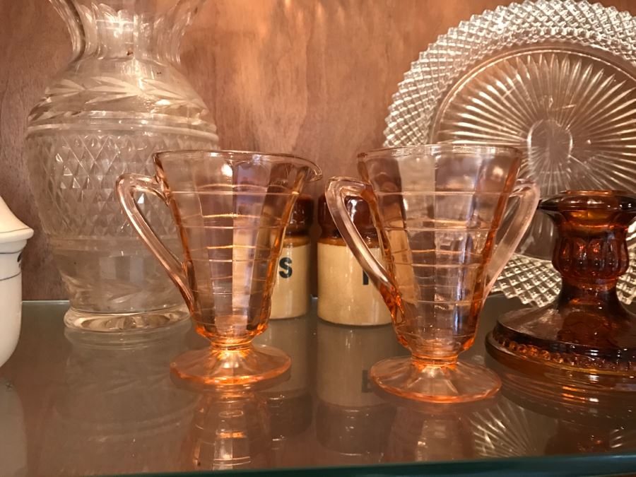 Various Items Photographed Including China, Glassware, Serving Items, Depression Glasses, Hurricanes, Candle Holders And More [Photo 4]