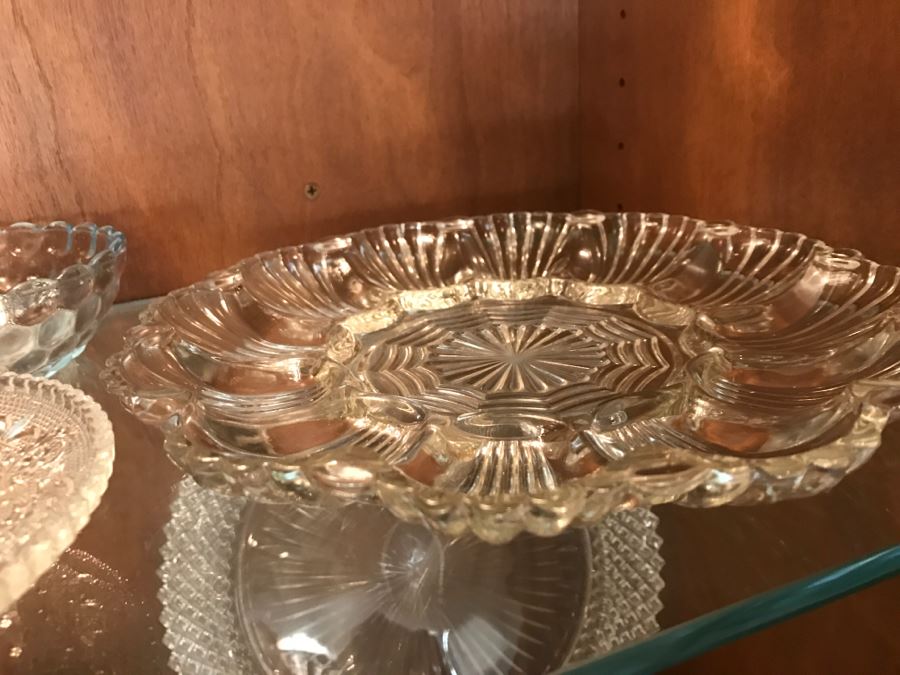 Various Items Photographed Including China, Glassware, Serving Items, Depression Glasses, Hurricanes, Candle Holders And More [Photo 18]