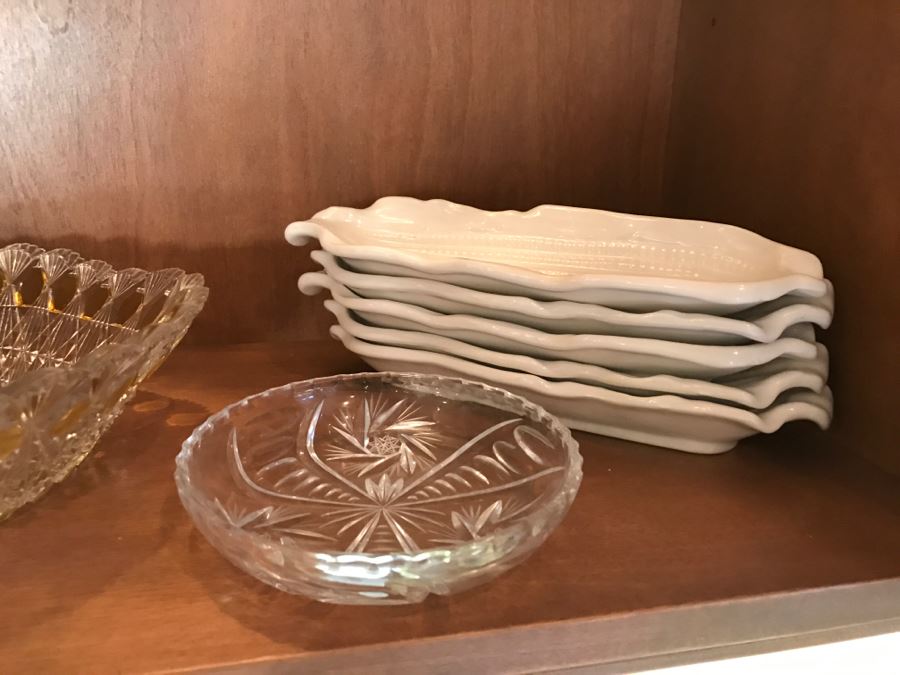 Various Items Photographed Including China, Glassware, Serving Items, Depression Glasses, Hurricanes, Candle Holders And More [Photo 8]