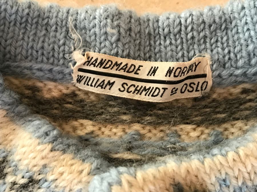 Set Of 3 Handmade Kids Ski Winter Sweaters And Caps From Norway One Label Reads William Schmidt Co Oslo Norway [Photo 9]