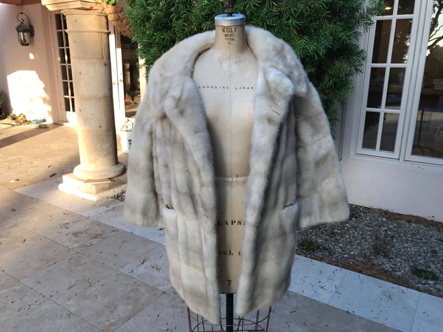 Morning Light Rare Quality EMBA Natural Pale Blue Beige Mink Fur Coat