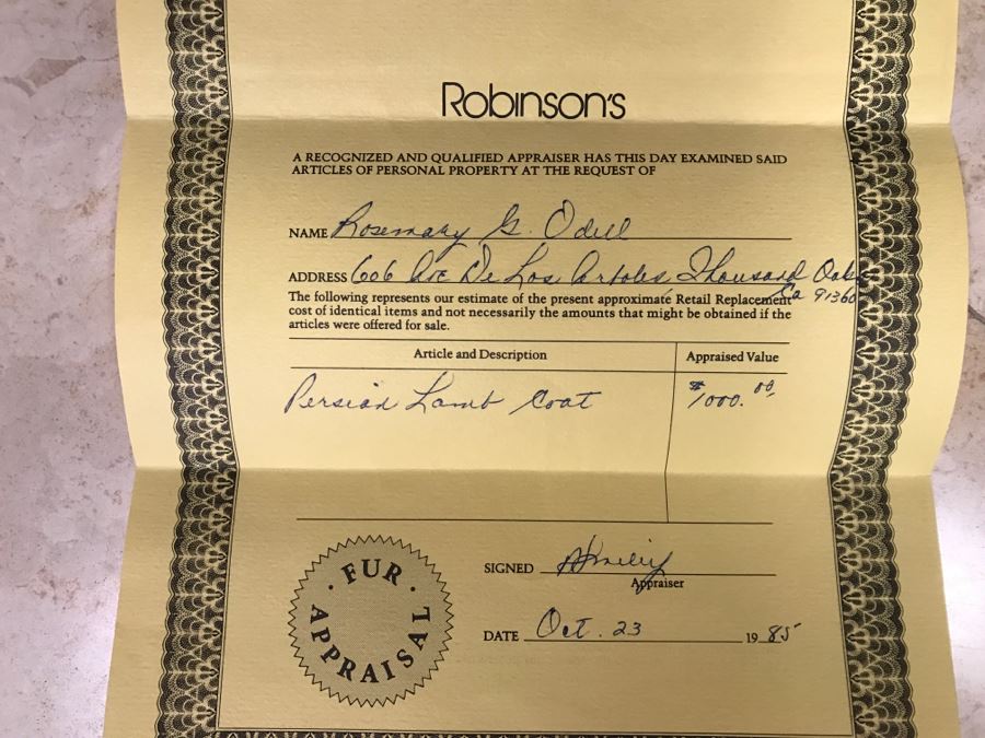 Teitelbaum Furs Beverly Hills Black Persian Lamb Coat Appraised In 1985 For $1,000 - From Furrier To The Stars Al Teitelbaum [Photo 13]