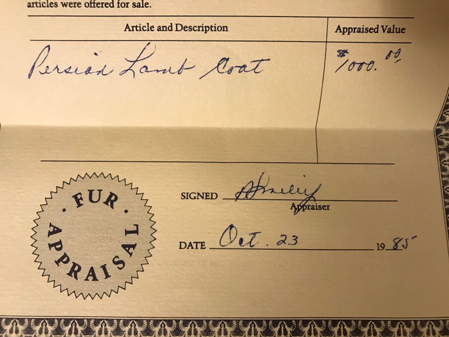 Teitelbaum Furs Beverly Hills Black Persian Lamb Coat Appraised In 1985 For $1,000 - From Furrier To The Stars Al Teitelbaum [Photo 15]