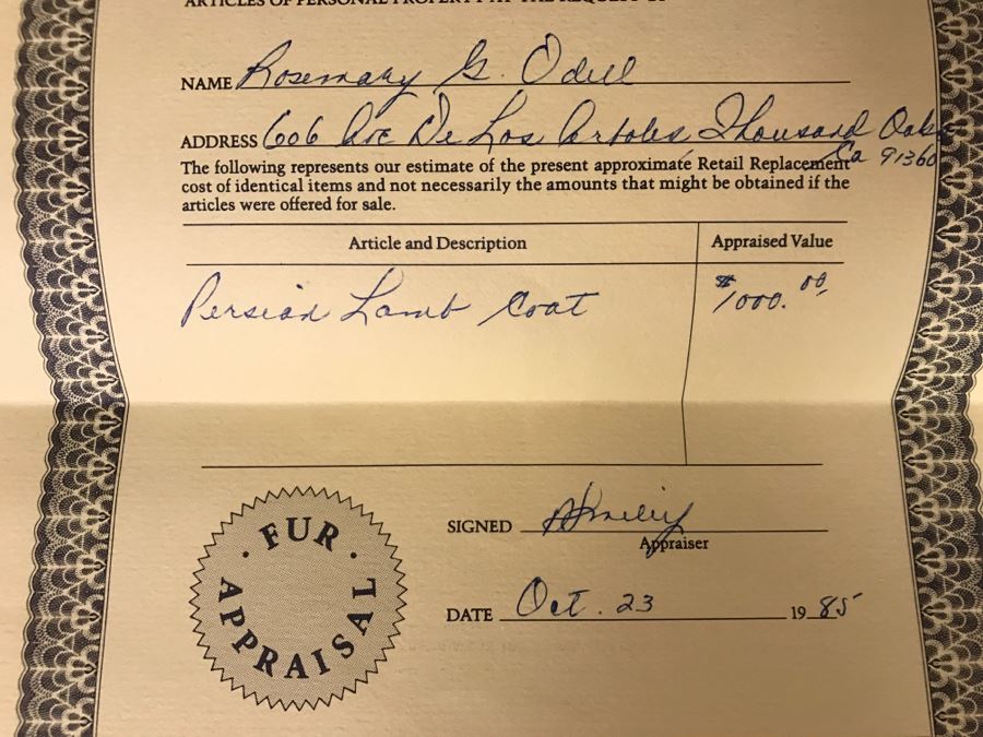 Teitelbaum Furs Beverly Hills Black Persian Lamb Coat Appraised In 1985 For $1,000 - From Furrier To The Stars Al Teitelbaum [Photo 14]