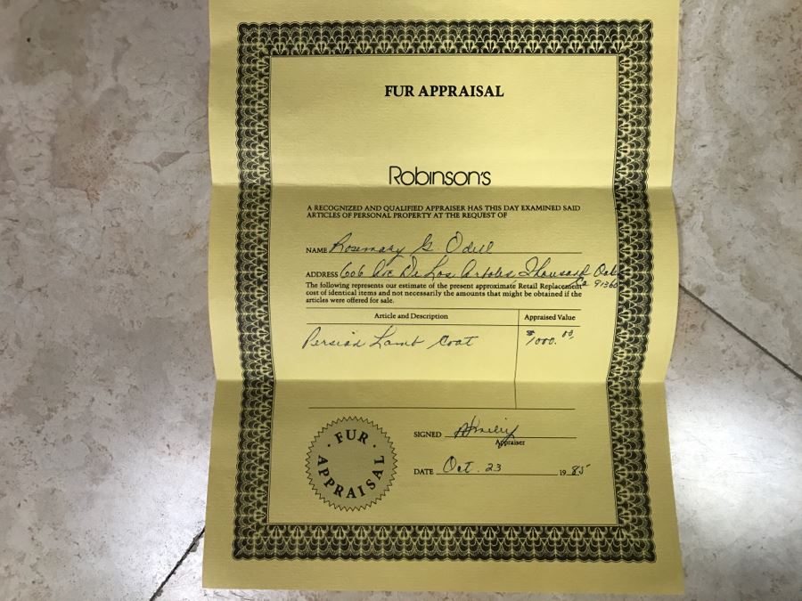 Teitelbaum Furs Beverly Hills Black Persian Lamb Coat Appraised In 1985 For $1,000 - From Furrier To The Stars Al Teitelbaum [Photo 2]