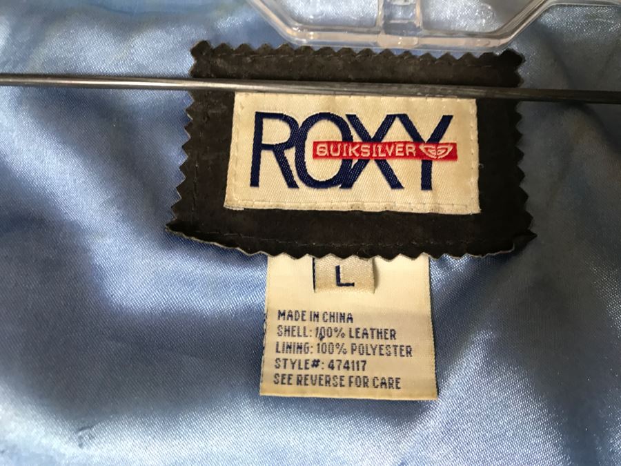 Womens ROXY Quicksilver Suede Leather Jacket Size L [Photo 3]