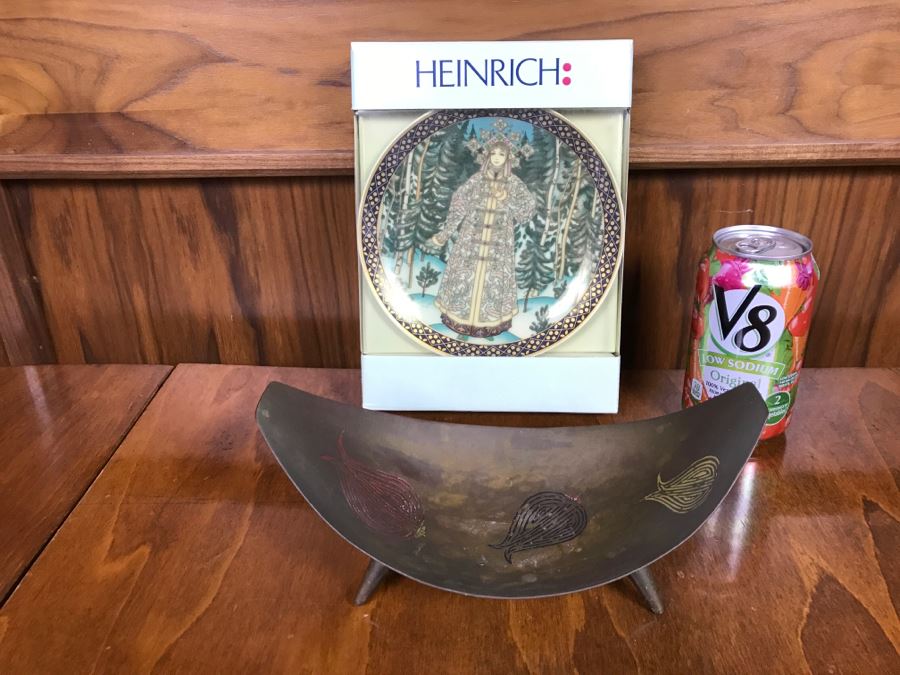 Mid Century Footed Brass Bowl And Villeroy & Boch Heinrich Plate In Box [Photo 2]