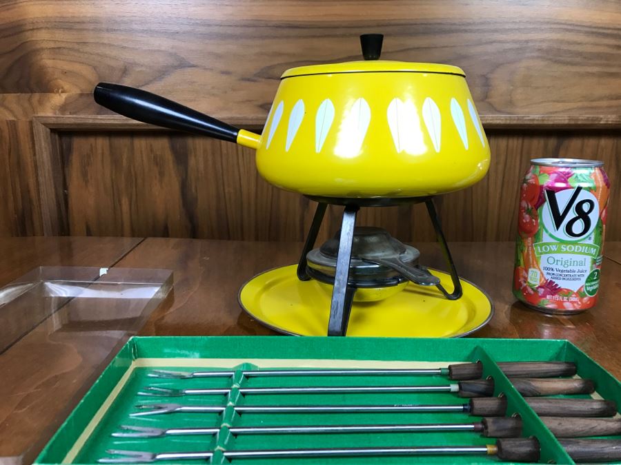 Mid Century Fondue Set Cathrineholm Ltd With Fondue Forks With Teak Handles From Germany [Photo 11]
