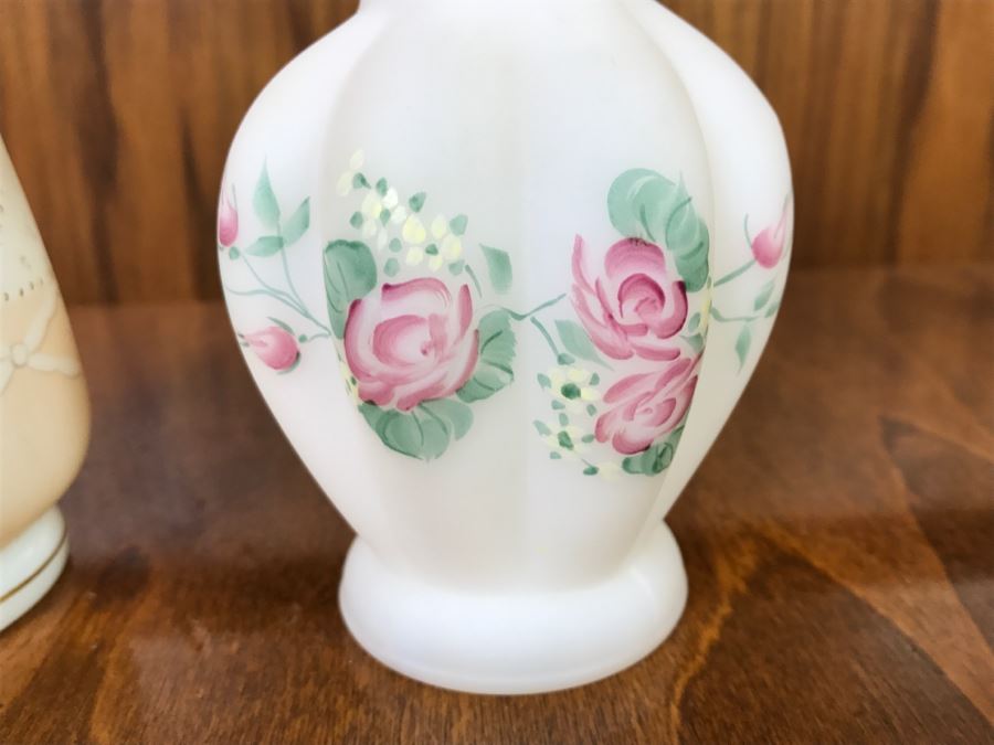 Pair Of Handpainted Vases With Floral Motifs [Photo 4]