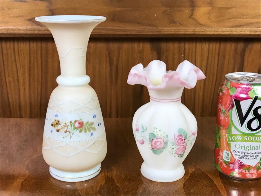 Pair Of Handpainted Vases With Floral Motifs [Photo 2]