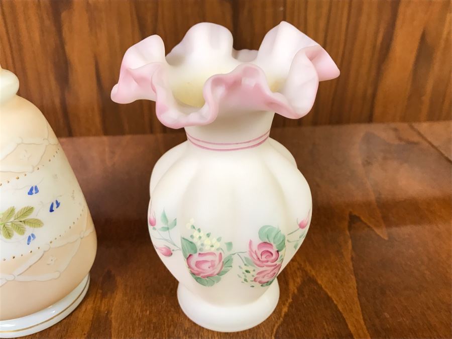 Pair Of Handpainted Vases With Floral Motifs [Photo 3]