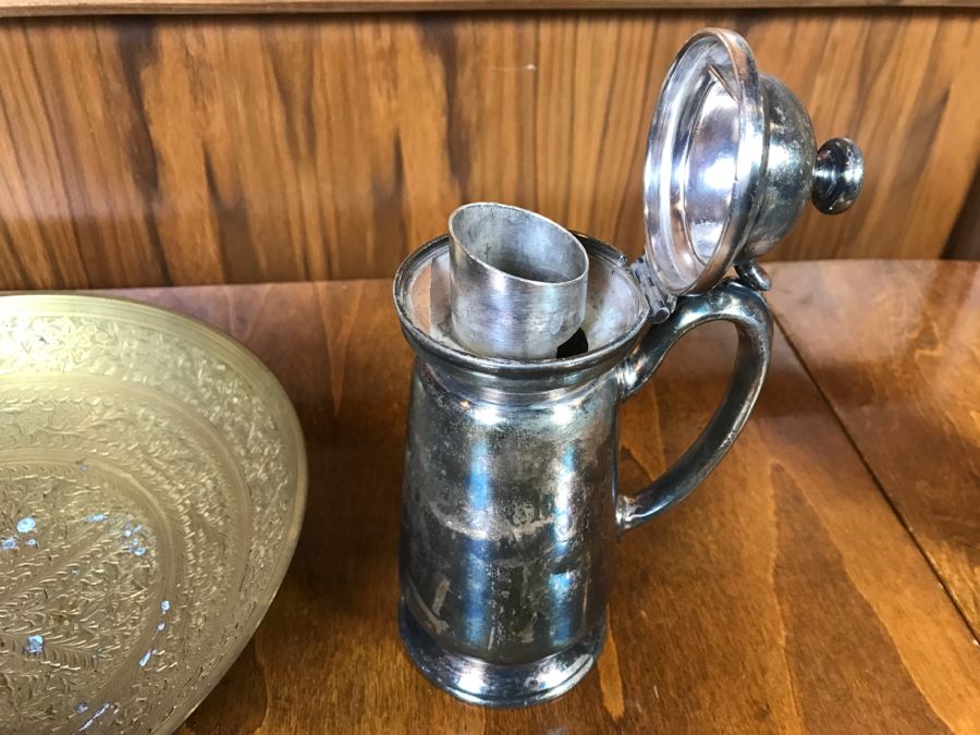 Chased Brass Bowl From India And Reed & Barton Silverplate Hotel Silver Teapot From Merchants Hotel [Photo 7]