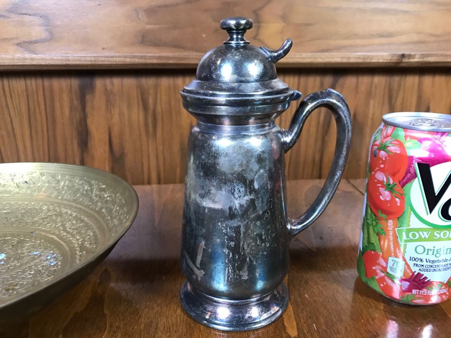 Chased Brass Bowl From India And Reed & Barton Silverplate Hotel Silver Teapot From Merchants Hotel [Photo 6]