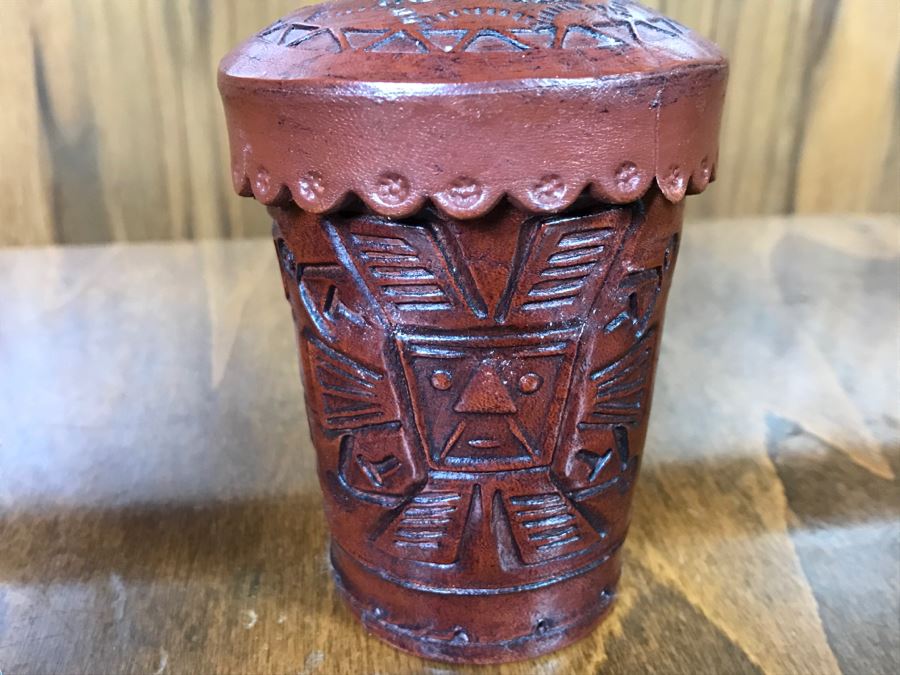 Pair Of Leather PERU Dice Cups And Sindaco Brass Cannon Swiss Made Clock [Photo 13]