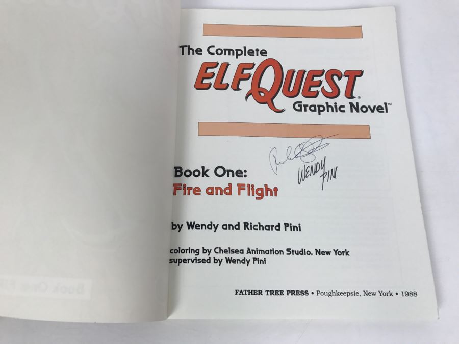 Signed First Printing 1988 The Complete Elfquest Graphic Novel Book One: Fire And Flight Signed By Richard Pini And Wendy Pini [Photo 6]
