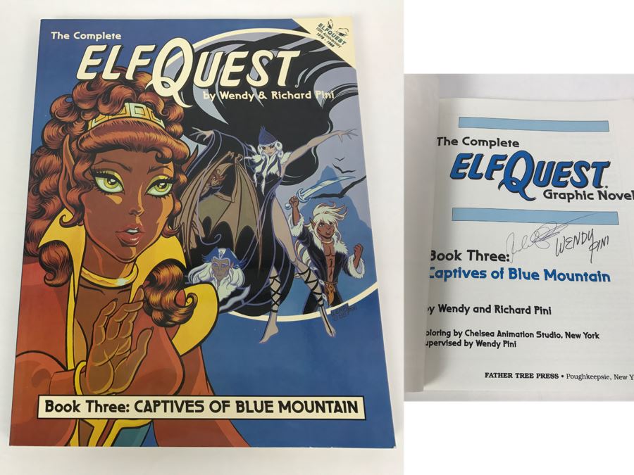 Signed First Printing 1988 The Complete Elfquest Graphic Novel Book Three: Captives Of Blue Mountain Signed By Richard Pini And Wendy Pini [Photo 1]