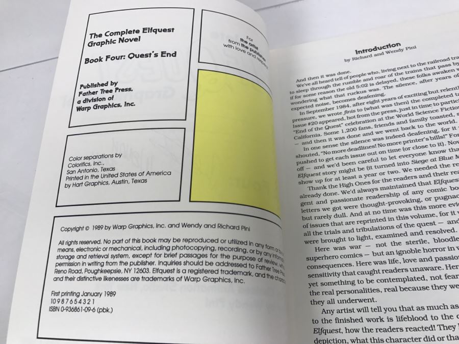 Signed First Printing 1988 The Complete Elfquest Graphic Novel Book Four: Quest's End Signed By Richard Pini And Wendy Pini [Photo 7]