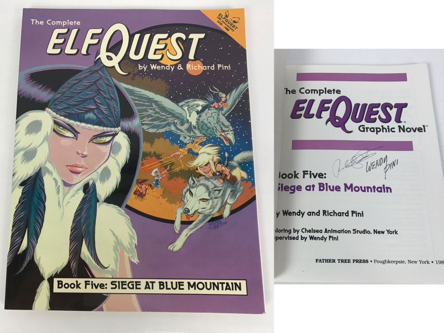 Signed First Printing 1988 The Complete Elfquest Graphic Novel Book Five: Siege At Blue Mountain Signed By Richard Pini And Wendy Pini [Photo 1]