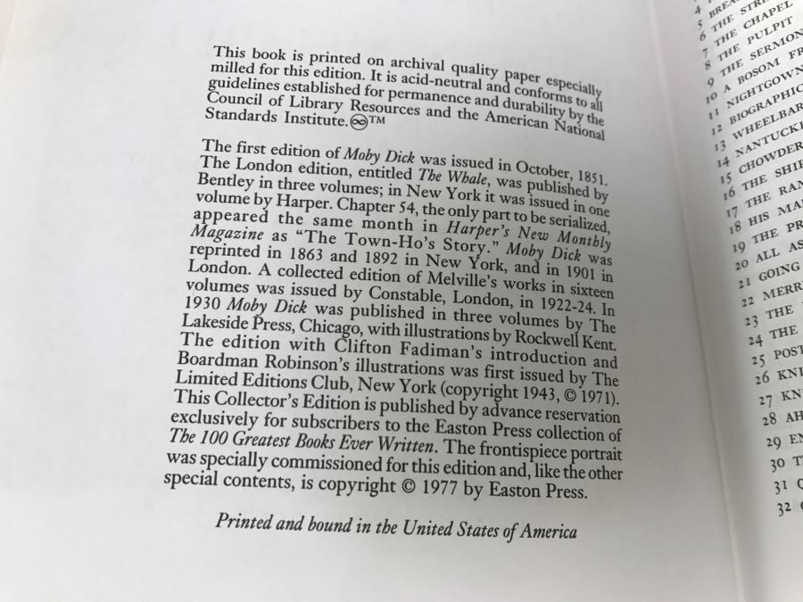 Easton Press Hardcover Book Moby Dick; Or, The Whale By Herman Melville [Photo 7]