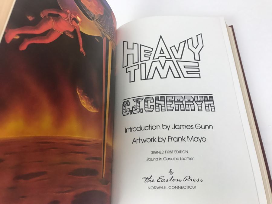 Signed First Edition Easton Press Hardcover Book Heavy Time By C.J. Cherryh [Photo 2]