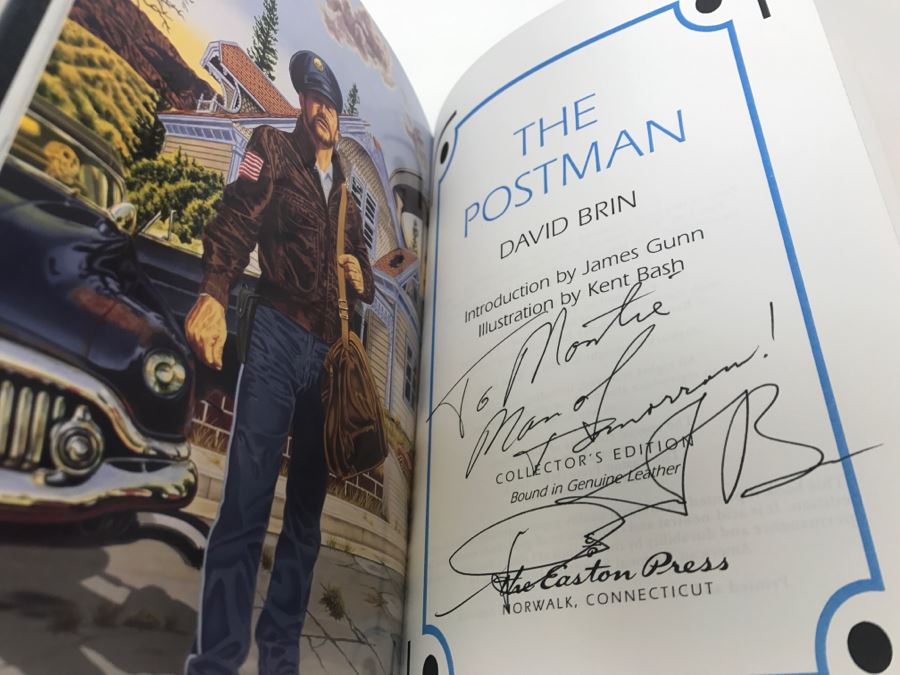 Signed Easton Press Hardcover Book The Postman By David Brin Masterpieces Of Science Fiction [Photo 6]