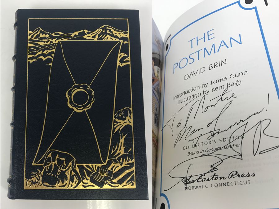 Signed Easton Press Hardcover Book The Postman By David Brin Masterpieces Of Science Fiction [Photo 1]