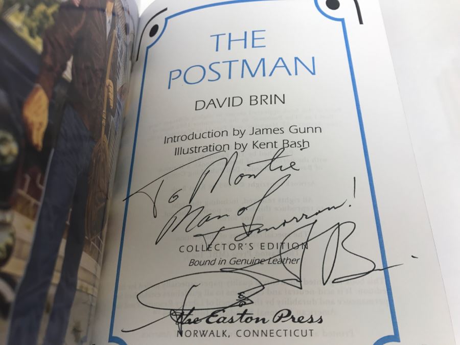 Signed Easton Press Hardcover Book The Postman By David Brin Masterpieces Of Science Fiction [Photo 7]