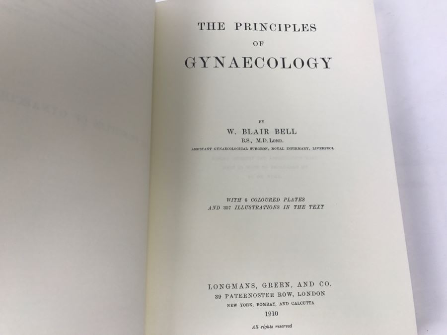Vintage 1990 Hardcover Book Special Edition Of The Principles Of Gynaecology By W. Blair Bell [Photo 7]