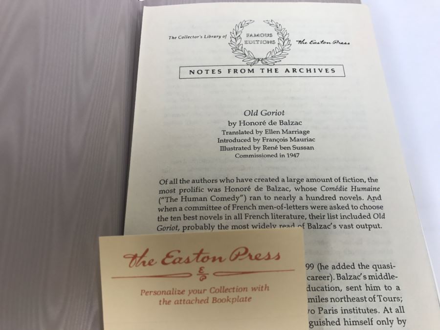 Easton Press Hardcover Book Old Goriot By Honore De Balzac [Photo 5]