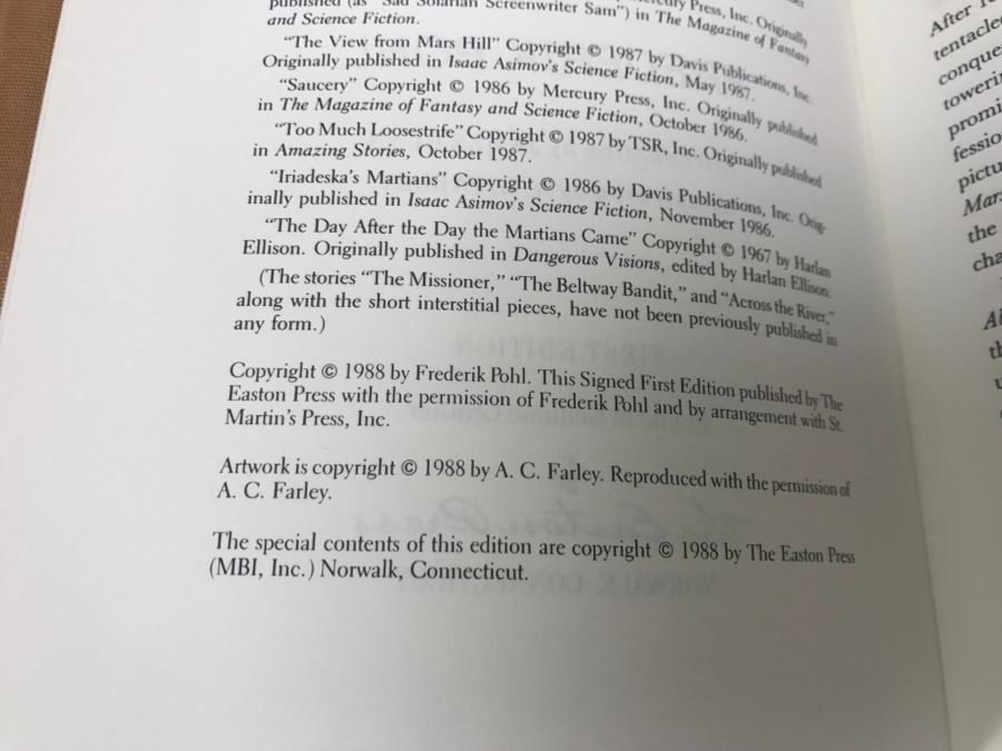 Signed First Edition Easton Press Hardcover Book The Day The Martians Came By Frederik Pohl [Photo 12]