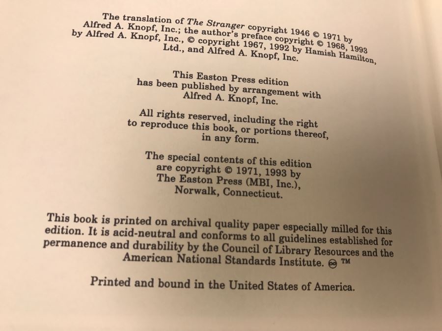 Easton Press Hardcover Book The Stranger By Albert Camus [Photo 7]