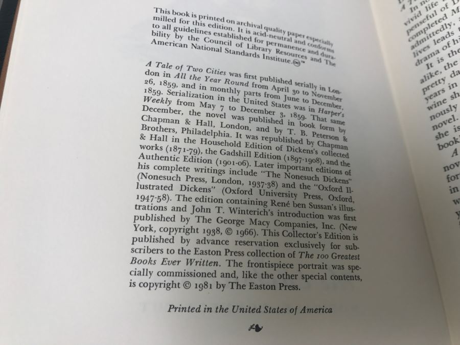 Easton Press Hardcover Book A Tale Of Two Cities By Charles Dickens [Photo 7]