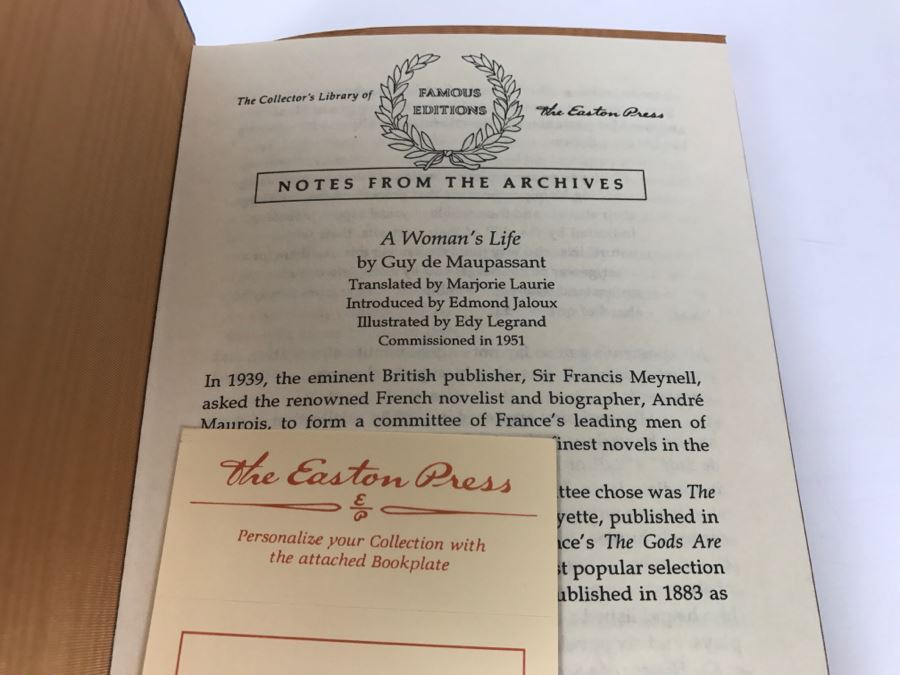 Easton Press Hardcover Book A Woman's Life By Guy De Maupassant [Photo 4]