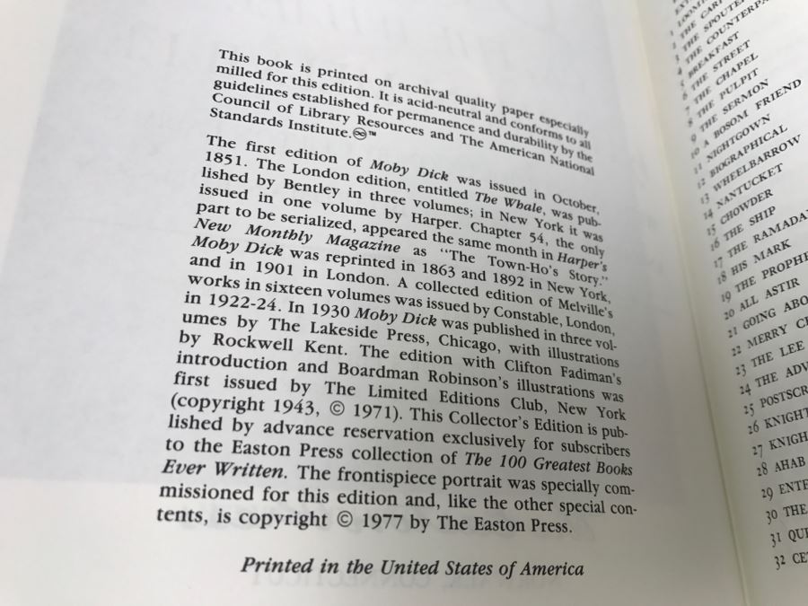 Easton Press Hardcover Book Moby Dick; Or, The Whale By Herman Melville [Photo 7]