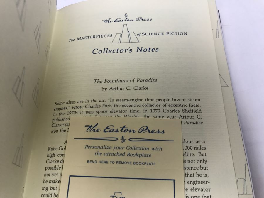 Easton Press Hardcover Book The Fountains Of Paradise By Arthur C. Clarke Masterpiece Of Science Fiction [Photo 5]