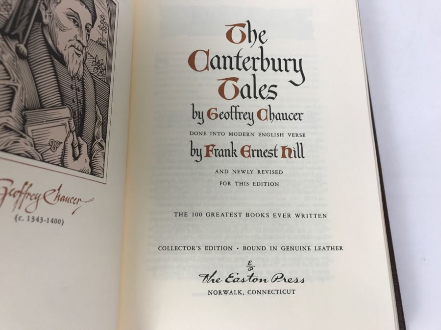 Easton Press Hardcover Book The Canterbury Tales By Geoffrey Chaucer Done Into Modern English Verse By Frank Ernest Hill [Photo 5]