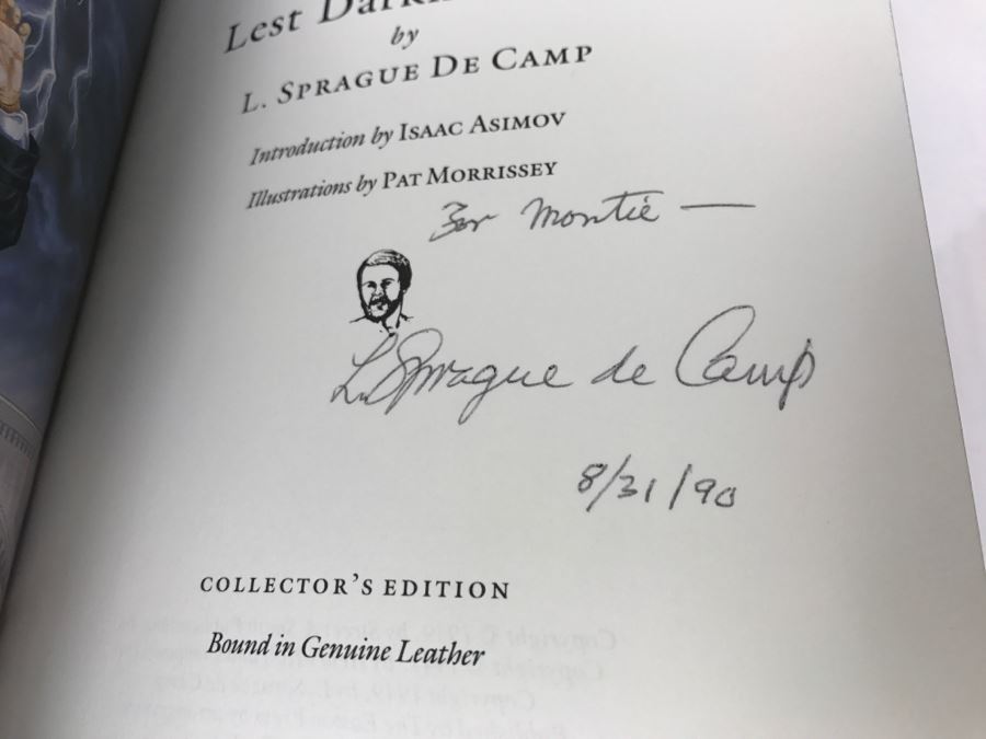 Signed Easton Press Hardcover Book Lest Darkness Fall By L. Sprague De Camp Intro By Isaac Asimov [Photo 8]