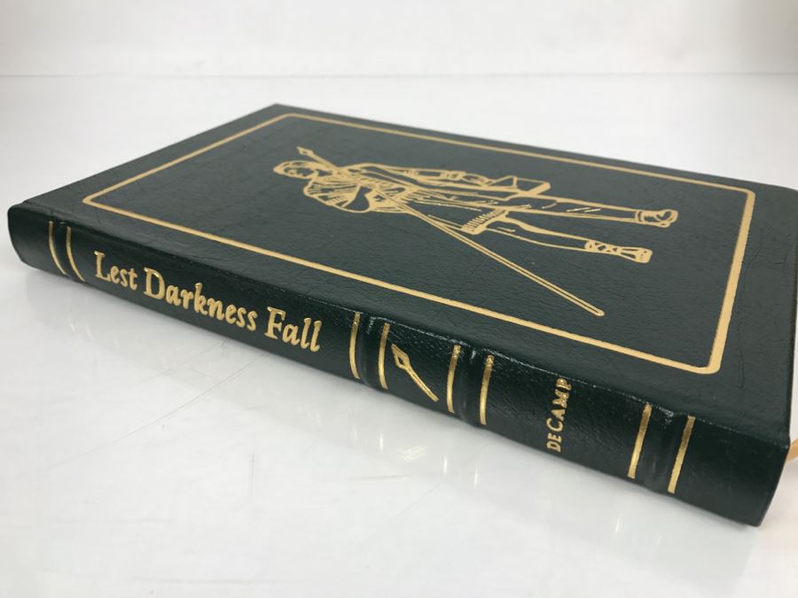 Signed Easton Press Hardcover Book Lest Darkness Fall By L. Sprague De Camp Intro By Isaac Asimov [Photo 2]