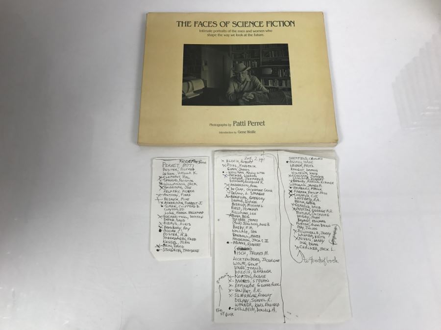 Signed First Bluejay Printing 1984 Book The Faces Of Science Fiction Photographs By Patti Perret (Signed By 34 Science Fiction Writers Including Ray Bradbury, Frederik Pohl, Poul Anderson, L. Sprague De Camp, Andre Norton, A.E. Van Vogt) See Description [Photo 2]