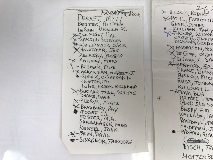 Signed First Bluejay Printing 1984 Book The Faces Of Science Fiction Photographs By Patti Perret (Signed By 34 Science Fiction Writers Including Ray Bradbury, Frederik Pohl, Poul Anderson, L. Sprague De Camp, Andre Norton, A.E. Van Vogt) See Description [Photo 6]