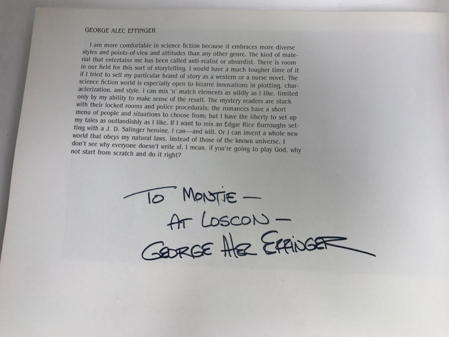 Signed First Bluejay Printing 1984 Book The Faces Of Science Fiction Photographs By Patti Perret (Signed By 34 Science Fiction Writers Including Ray Bradbury, Frederik Pohl, Poul Anderson, L. Sprague De Camp, Andre Norton, A.E. Van Vogt) See Description [Photo 79]